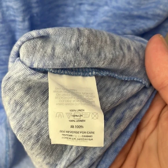 J. Crew blue 100% linen v neck t-shirt size small NWOT - Picture 5 of 7
